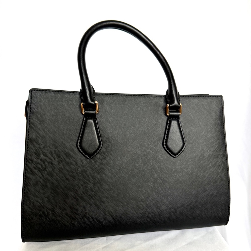 Michael Kors Black Saffiano Leather Satchel with Gold Accent Charm - Picture 7 of 7